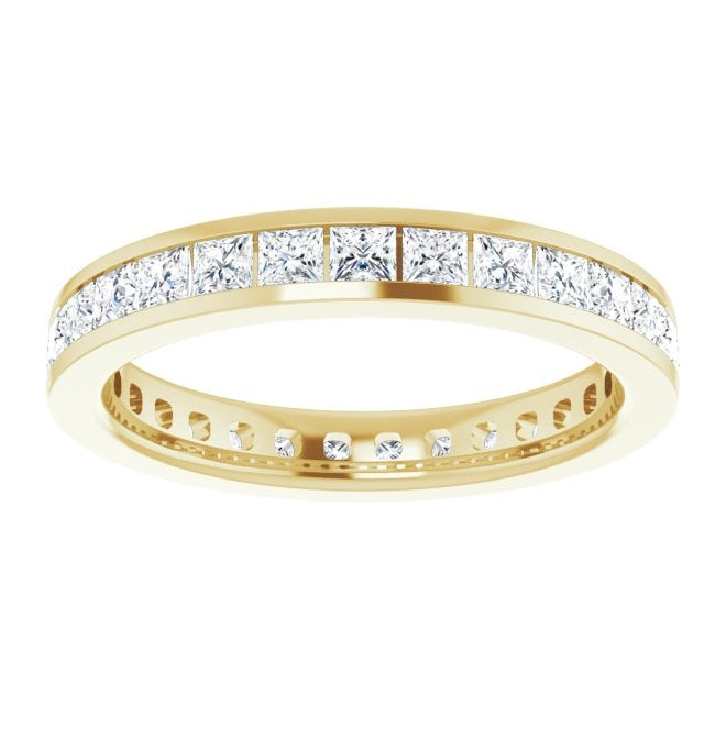 14K Yellow Gold Square 2 X 2 Mm Vs, F+ Polished 1 1/2 Ctw Lab-Grown Diamond Eternity Band Size 6