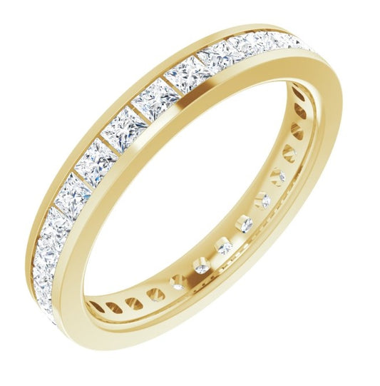 14K Yellow Gold Square 2 X 2 Mm Vs, F+ Polished 1 1/2 Ctw Lab-Grown Diamond Eternity Band Size 6