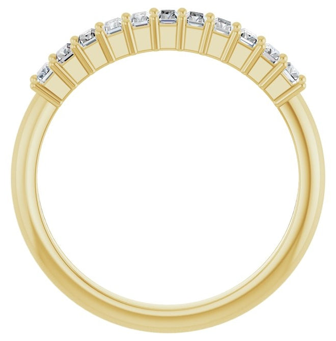 14K Yellow Gold Straight Baguette 2.5 X 1.5 Mm Polished 1/3 Ctw Lab-Grown Diamond Anniversary Band Size 7