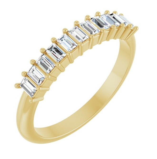 14K Yellow Gold Straight Baguette 2.5 X 1.5 Mm Polished 1/3 Ctw Lab-Grown Diamond Anniversary Band Size 7