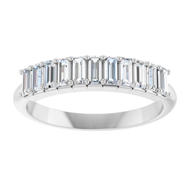 14K Yellow Or White Gold Straight Baguette 3.5 X 1.5 Mm Polished 1/2 Ctw Lab-Grown Diamond Anniversary Band Size 7