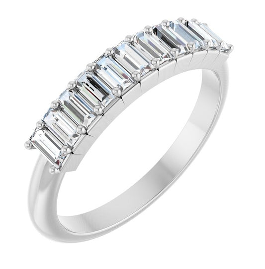 14K Yellow Or White Gold Straight Baguette 3.5 X 1.5 Mm Polished 1/2 Ctw Lab-Grown Diamond Anniversary Band Size 7