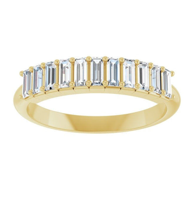 14K Yellow Or White Gold Straight Baguette 3.5 X 1.5 Mm Polished 1/2 Ctw Lab-Grown Diamond Anniversary Band Size 7