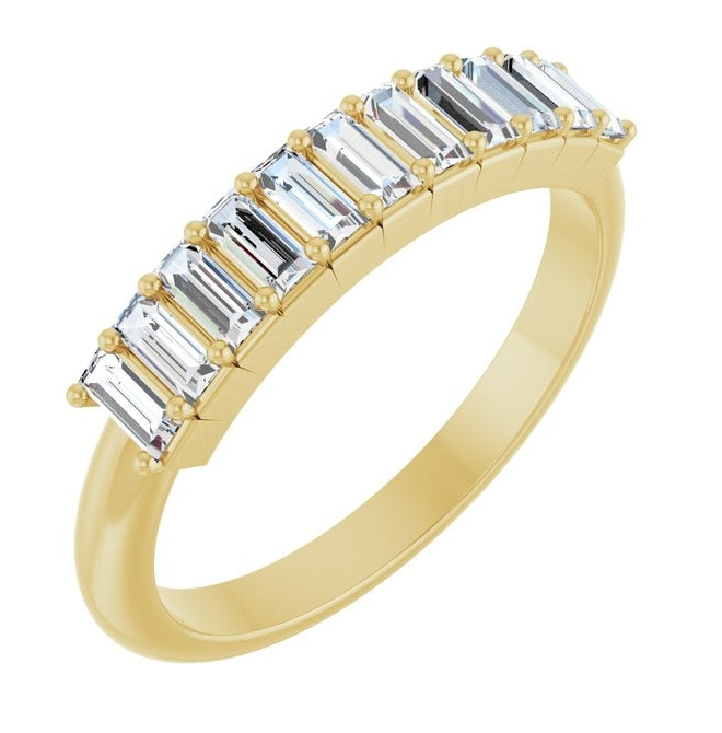 14K Yellow Or White Gold Straight Baguette 3.5 X 1.5 Mm Polished 1/2 Ctw Lab-Grown Diamond Anniversary Band Size 7