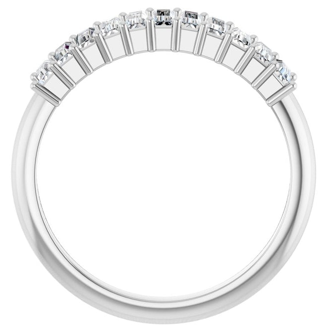 14K White Gold Straight Baguette 4 X 1.5 Mm Polished 5/8 Ctw Lab-Grown Diamond Anniversary Band Size 7