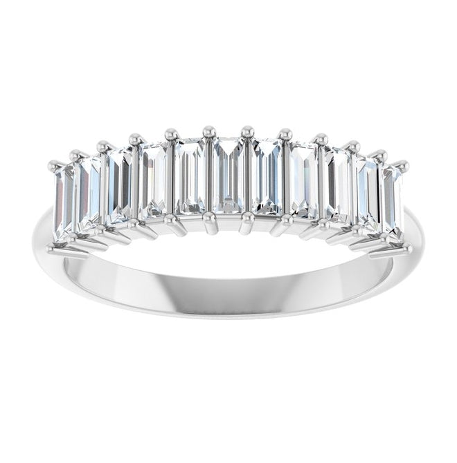14K White Gold Straight Baguette 4 X 1.5 Mm Polished 5/8 Ctw Lab-Grown Diamond Anniversary Band Size 7