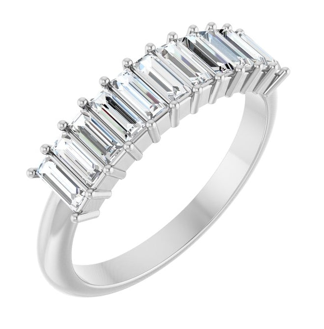 14K White Gold Straight Baguette 4 X 1.5 Mm Polished 5/8 Ctw Lab-Grown Diamond Anniversary Band Size 7