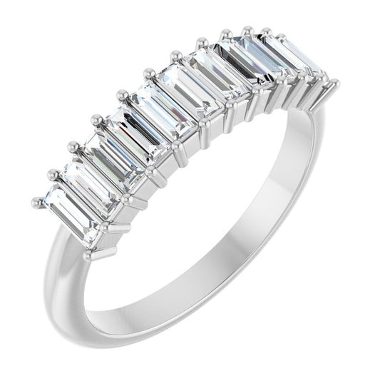 14K White Gold Straight Baguette 4 X 1.5 Mm Polished 5/8 Ctw Lab-Grown Diamond Anniversary Band Size 7