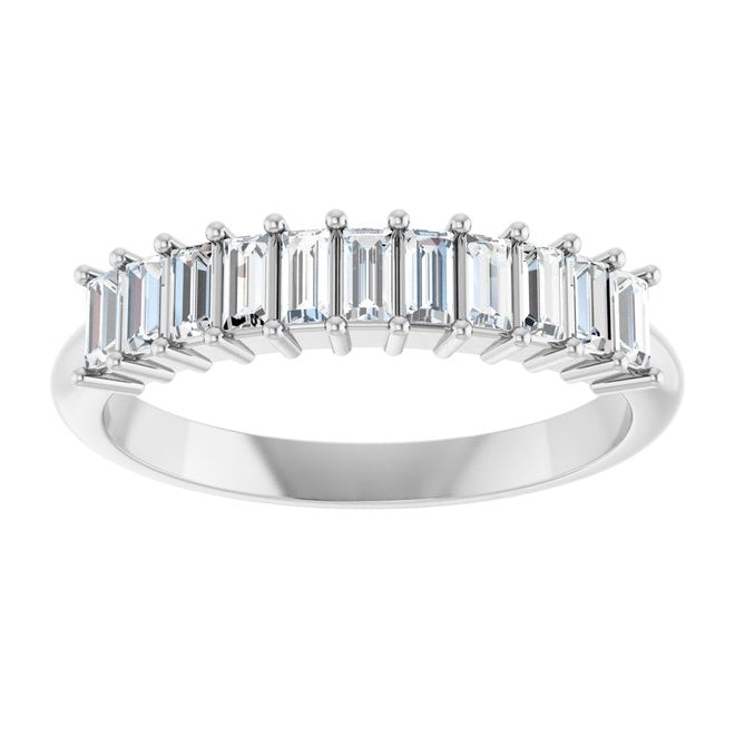 14K Yellow Or White Gold Straight Baguette 3 X 1.5 Mm Polished 1/2 Ctw Lab-Grown Diamond Anniversary Band Size 7
