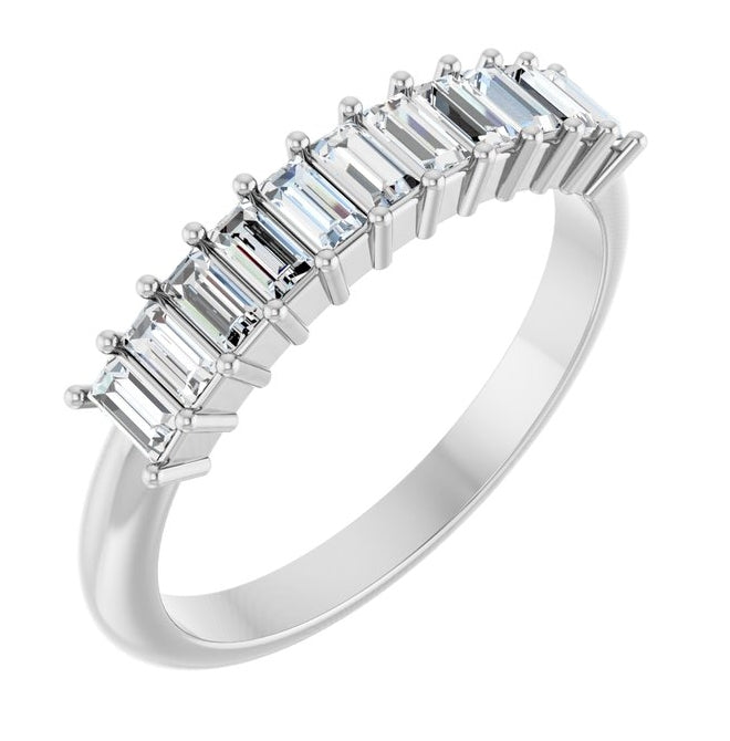 14K Yellow Or White Gold Straight Baguette 3 X 1.5 Mm Polished 1/2 Ctw Lab-Grown Diamond Anniversary Band Size 7