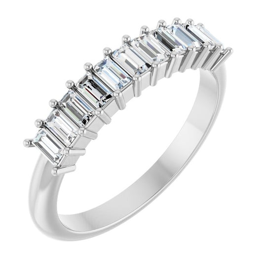 14K Yellow Or White Gold Straight Baguette 3 X 1.5 Mm Polished 1/2 Ctw Lab-Grown Diamond Anniversary Band Size 7