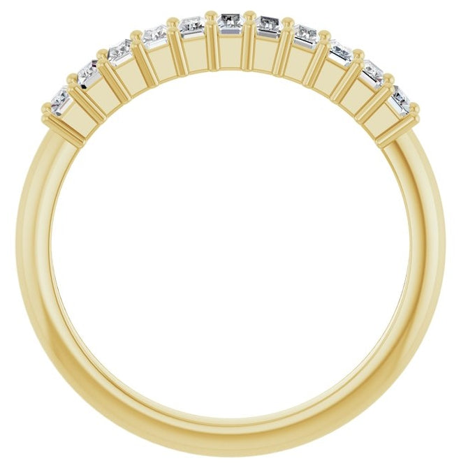 14K Yellow Or White Gold Straight Baguette 3 X 1.5 Mm Polished 1/2 Ctw Lab-Grown Diamond Anniversary Band Size 7