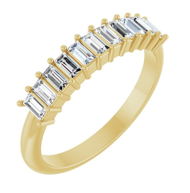 14K Yellow Or White Gold Straight Baguette 3 X 1.5 Mm Polished 1/2 Ctw Lab-Grown Diamond Anniversary Band Size 7