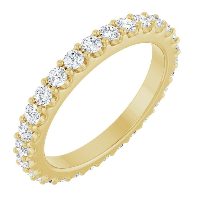 14K Yellow Or White Gold Round 2 Mm Vs, F+ Polished 3/4 Ctw Lab-Grown Diamond Eternity Band