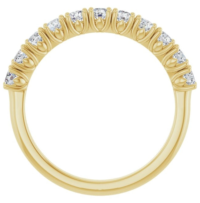 14K Yellow Gold Round 2.5 Mm Polished 5/8 Ctw Natural Diamond Anniversary Band Size 7