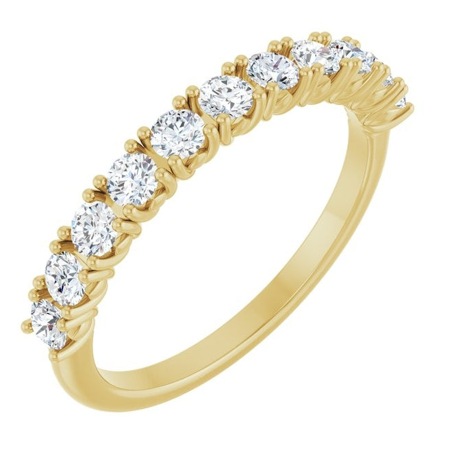 14K Yellow Gold Round 2.5 Mm Polished 5/8 Ctw Natural Diamond Anniversary Band Size 7