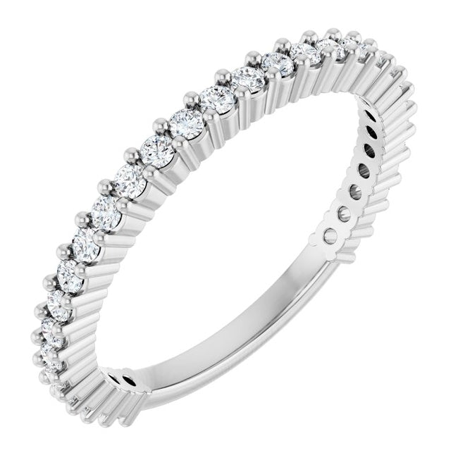 14K White Gold 30-Stone Round 1.5 Mm Polished 3/8 Ctw Natural Diamond 30-Year Anniversary Band Size 7