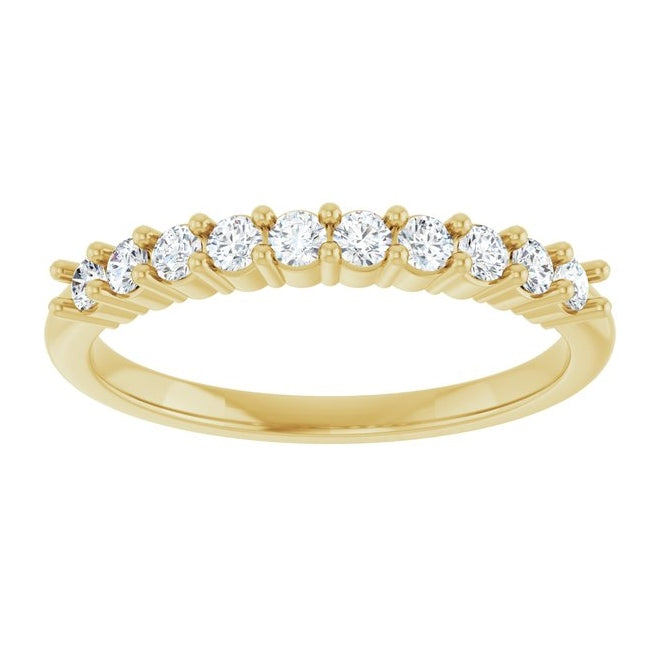 14K Yellow Or White Gold 10-Stone Round 2 Mm Polished 1/3 Ctw Lab-Grown Diamond 10-Year Anniversary Band