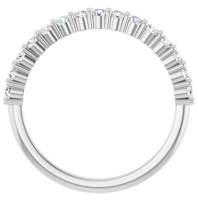 14K White Gold 15-Stone Round 2 Mm Polished 3/8 Ctw Natural Diamond 15-Year Anniversary Band Size 7