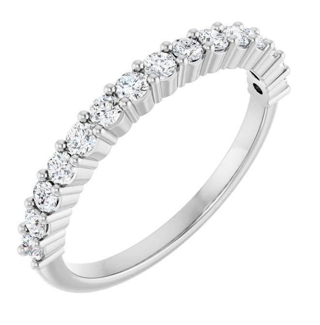 14K White Gold 15-Stone Round 2 Mm Polished 3/8 Ctw Natural Diamond 15-Year Anniversary Band Size 7