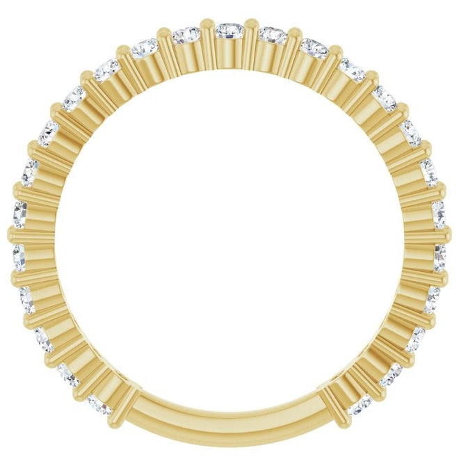 14K Yellow Gold 25-Stone Round 2 Mm Polished 3/4 Ctw Natural Diamond 25-Year Anniversary Band Size 7