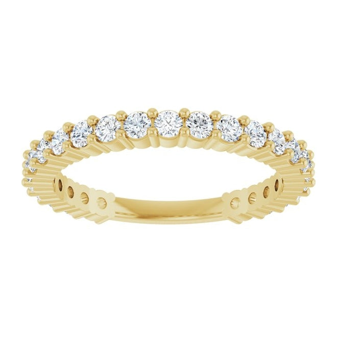 14K Yellow Gold 25-Stone Round 2 Mm Polished 3/4 Ctw Natural Diamond 25-Year Anniversary Band Size 7