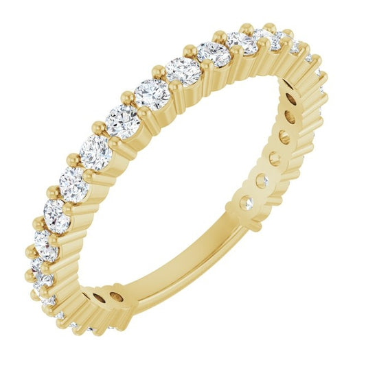 14K Yellow Gold 25-Stone Round 2 Mm Polished 3/4 Ctw Natural Diamond 25-Year Anniversary Band Size 7