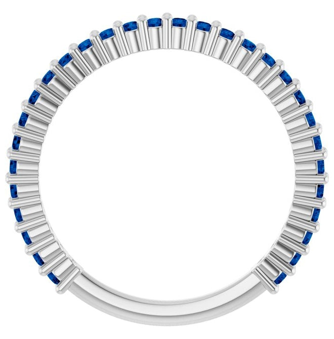 14K White Gold 30-Stone Round 1.5 Mm Polished Natural Sapphire 30-Year Anniversary Band Size 7