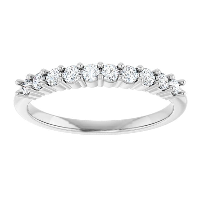 14K Yellow Or White Gold 10-Stone Round 2 Mm Polished 1/3 Ctw Lab-Grown Diamond 10-Year Anniversary Band