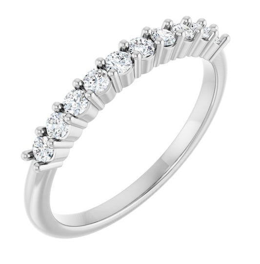 14K Yellow Or White Gold 10-Stone Round 2 Mm Polished 1/3 Ctw Lab-Grown Diamond 10-Year Anniversary Band