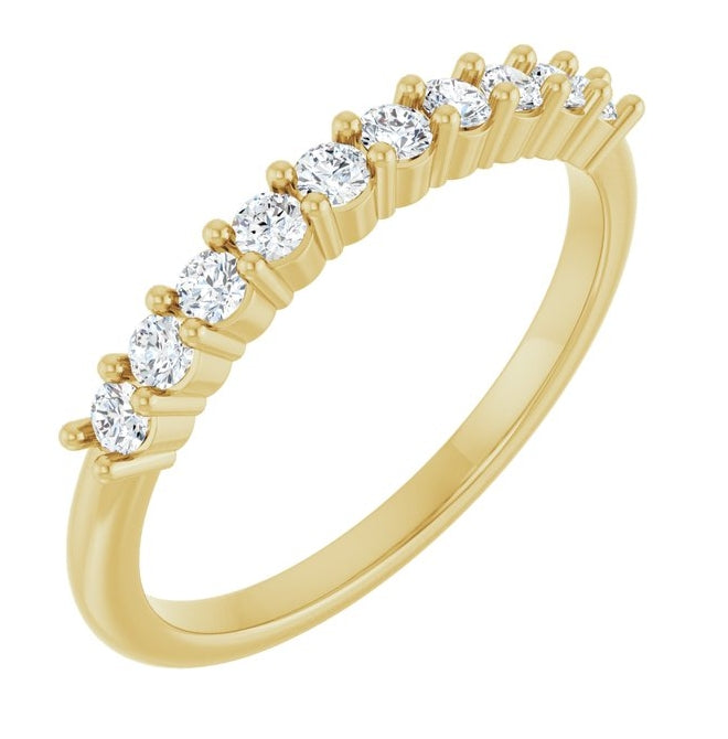14K Yellow Or White Gold 10-Stone Round 2 Mm Polished 1/3 Ctw Lab-Grown Diamond 10-Year Anniversary Band