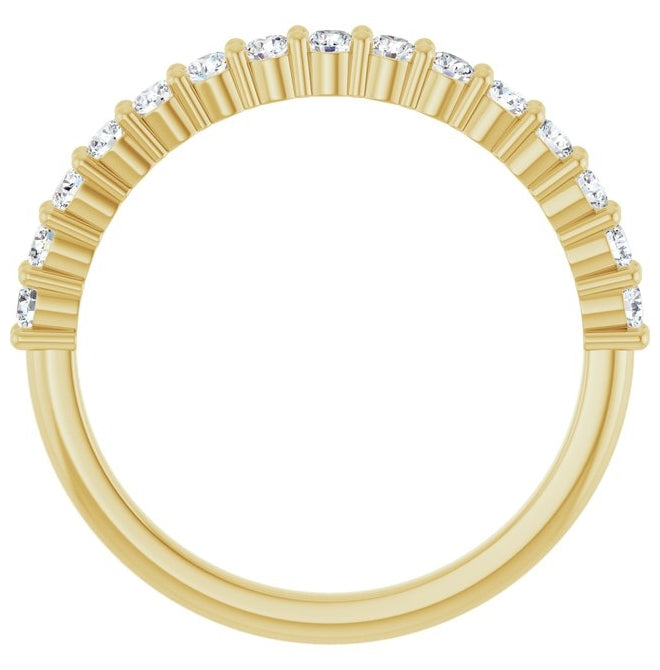 14K Yellow Gold 15-Stone Round 2 Mm Polished 3/8 Ctw Lab-Grown Diamond 15-Year Anniversary Band Size 7