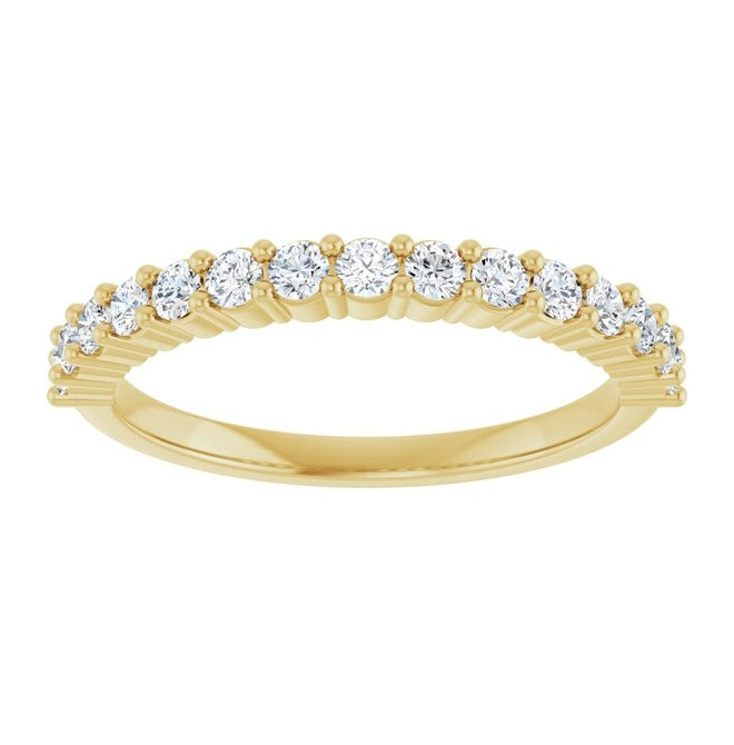 14K Yellow Gold 15-Stone Round 2 Mm Polished 3/8 Ctw Lab-Grown Diamond 15-Year Anniversary Band Size 7