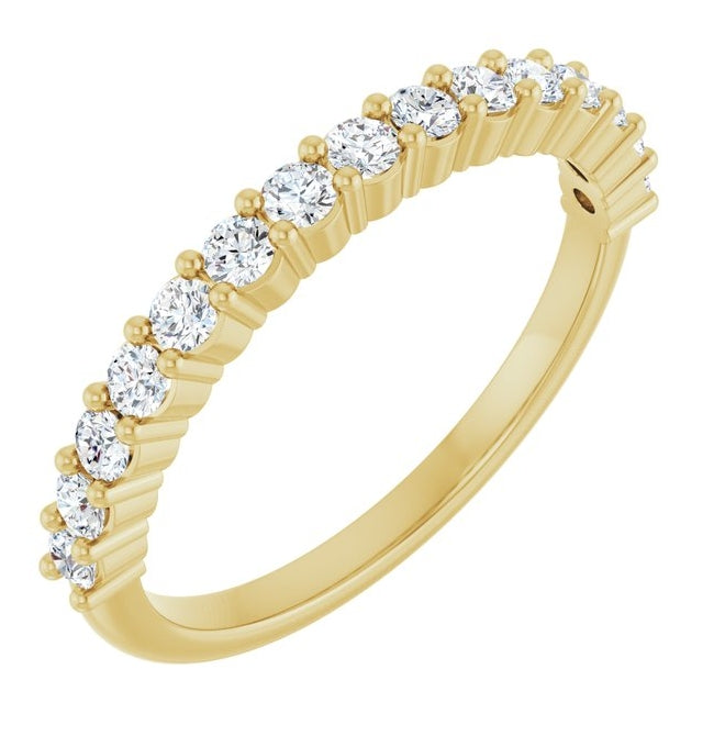 14K Yellow Gold 15-Stone Round 2 Mm Polished 3/8 Ctw Lab-Grown Diamond 15-Year Anniversary Band Size 7