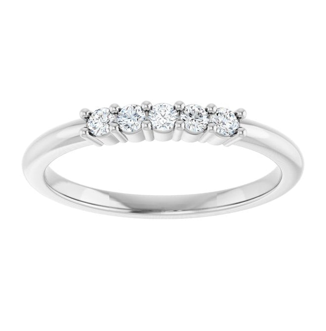 14K Yellow Or White Gold 5-Stone Round 2 Mm Polished 1/6 Ctw Lab-Grown Diamond 5-Year Anniversary Band