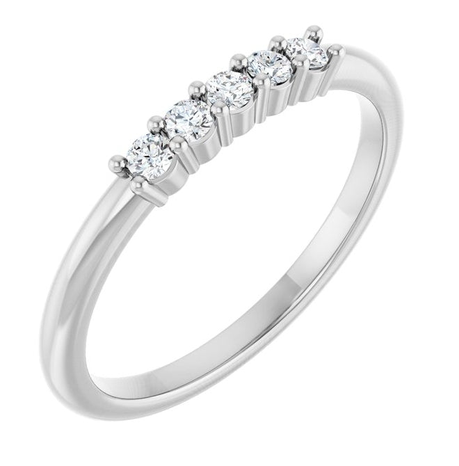 14K Yellow Or White Gold 5-Stone Round 2 Mm Polished 1/6 Ctw Lab-Grown Diamond 5-Year Anniversary Band