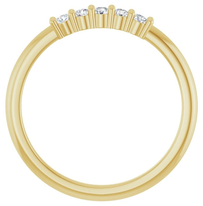 14K Yellow Or White Gold 5-Stone Round 2 Mm Polished 1/6 Ctw Lab-Grown Diamond 5-Year Anniversary Band