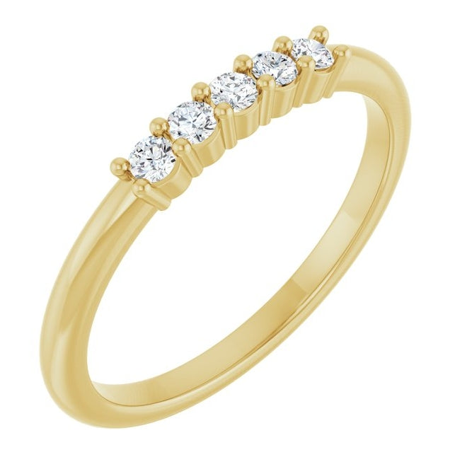 14K Yellow Or White Gold 5-Stone Round 2 Mm Polished 1/6 Ctw Lab-Grown Diamond 5-Year Anniversary Band