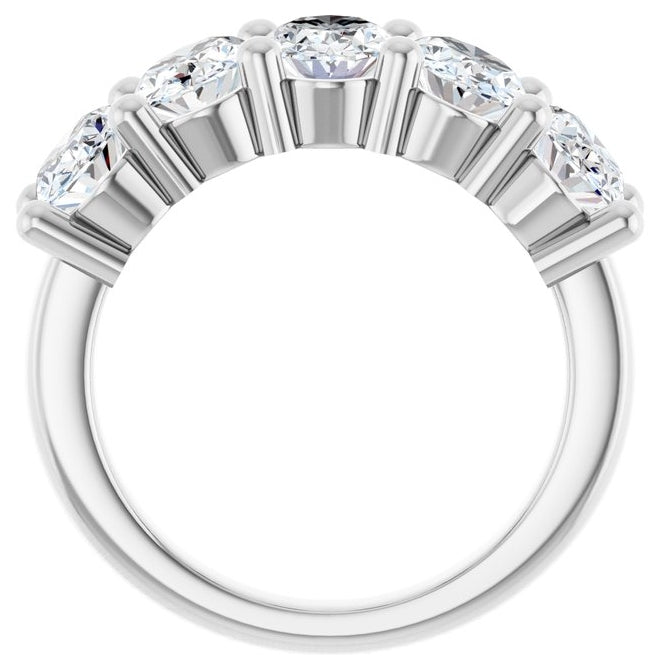 14K White Gold Oval 7 X 5 Mm Polished 3 3/4 Ctw Natural Diamond Anniversary Band Size 7
