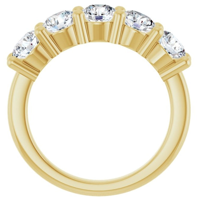 10K Yellow Gold Round 4.8 Mm Polished 2 1/2 Ctw Lab-Grown Diamond Anniversary Band Size 7
