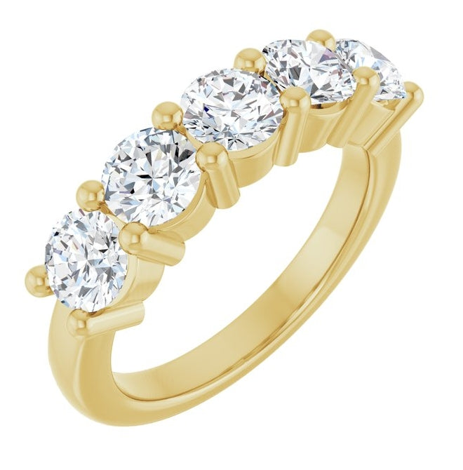 10K Yellow Gold Round 4.8 Mm Polished 2 1/2 Ctw Lab-Grown Diamond Anniversary Band Size 7