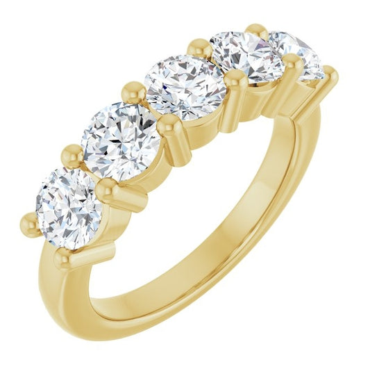 10K Yellow Gold Round 4.8 Mm Polished 2 1/2 Ctw Lab-Grown Diamond Anniversary Band Size 7