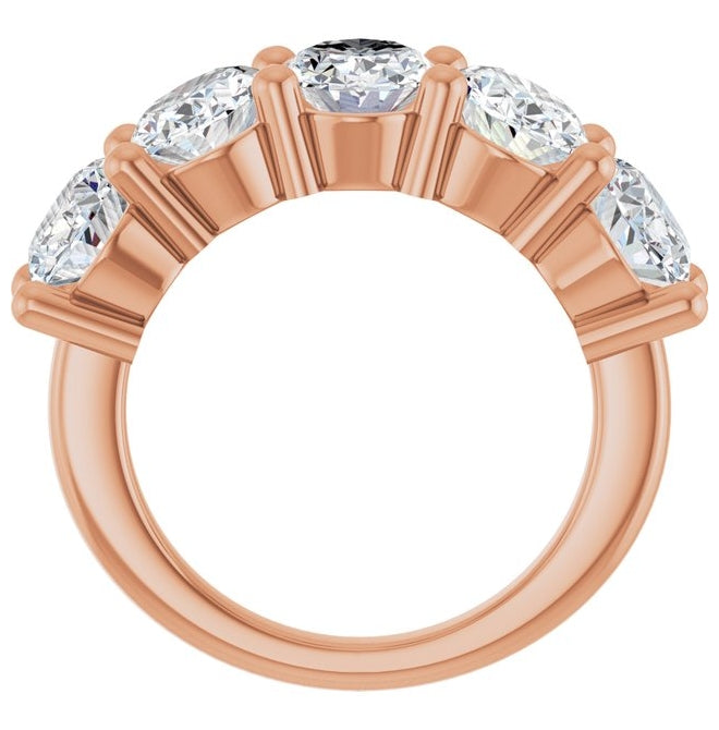 10K Rose Gold Oval 8 X 6 Mm Polished 5 Ctw Lab-Grown Diamond Anniversary Band Size 7