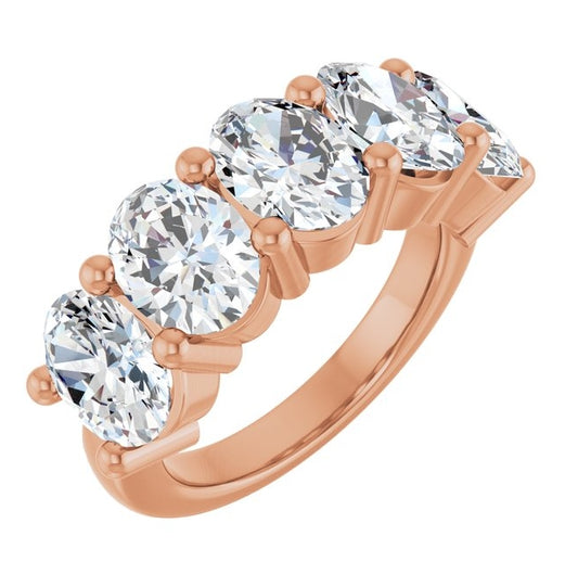 10K Rose Gold Oval 8 X 6 Mm Polished 5 Ctw Lab-Grown Diamond Anniversary Band Size 7
