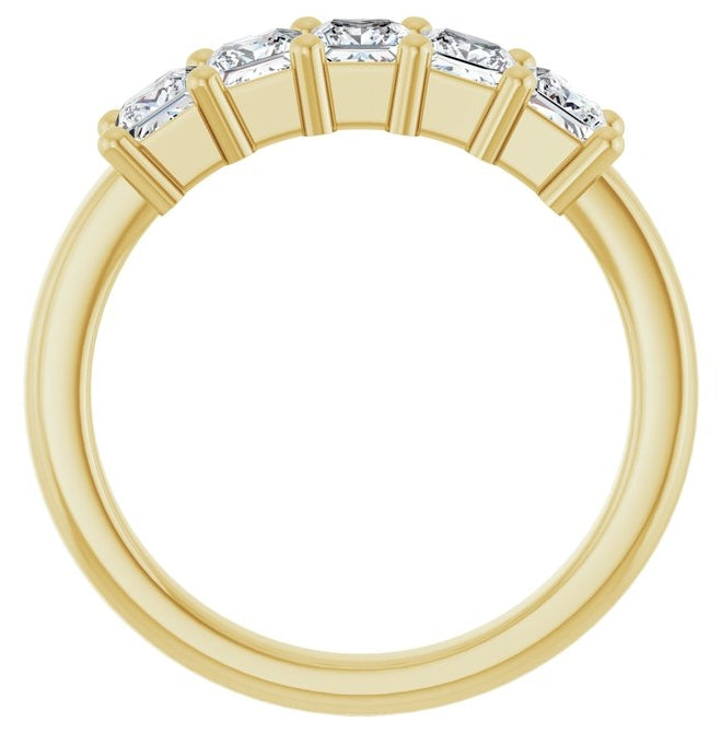 10K Yellow Gold Square 3.25 X 3.25 Mm Polished 1 1/6 Ctw Lab-Grown Diamond Anniversary Band Size 7