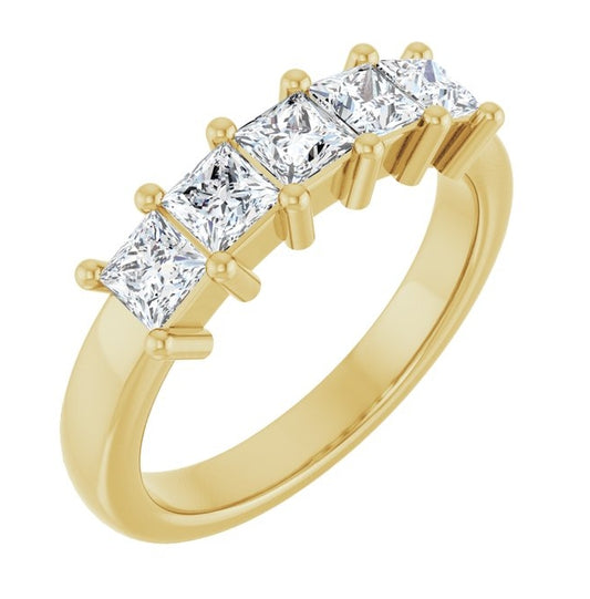 10K Yellow Gold Square 3.25 X 3.25 Mm Polished 1 1/6 Ctw Lab-Grown Diamond Anniversary Band Size 7