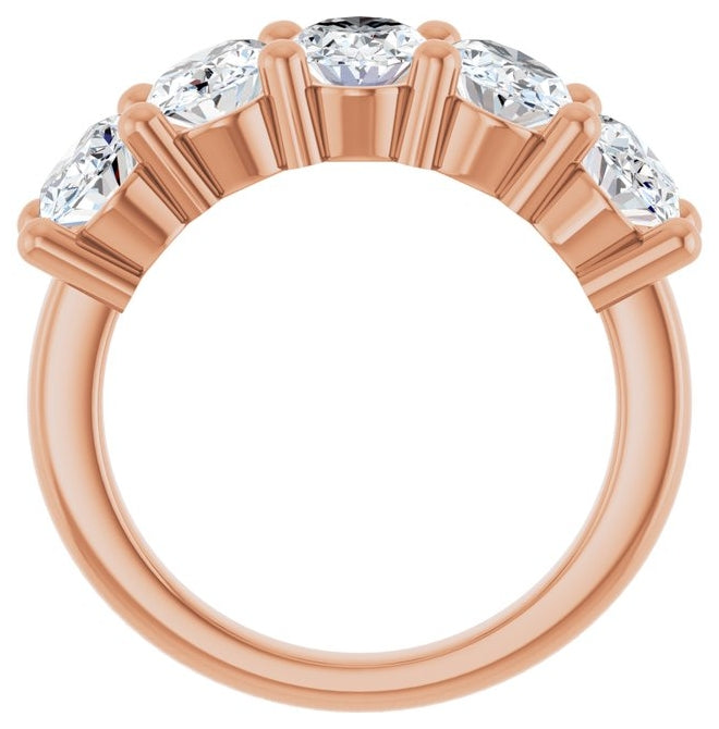 10K Rose Gold Oval 7 X 5 Mm Polished 3 3/4 Ctw Lab-Grown Diamond Anniversary Band Size 7