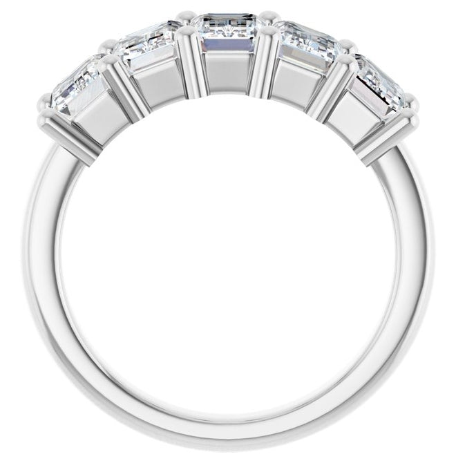 10K White Gold Emerald 6 X 4 Mm Polished 2 1/2 Ctw Lab-Grown Diamond Anniversary Band Size 7