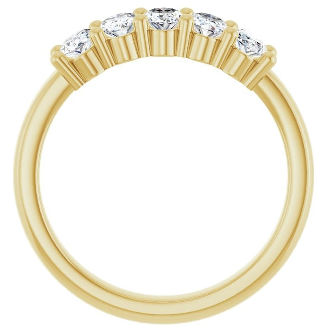 14K Yellow Gold Oval 5 X 3 Mm Polished 9/10 Ctw Lab-Grown Diamond Anniversary Band Size 7