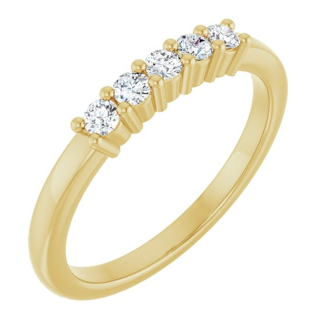14K Yellow Or White Gold Round 2.25 Mm Polished 1/5 Ctw Lab-Grown Diamond Anniversary Band